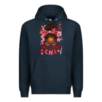 Navy one loved cna afro messy bun Premium Hoodie - texasbilliewilder