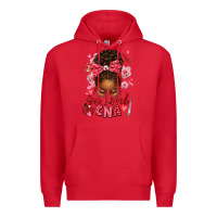 Red one loved cna afro messy bun Premium Hoodie - texasbilliewilder
