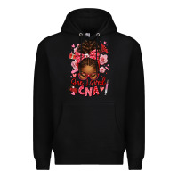 Black one loved cna afro messy bun Premium Hoodie - texasbilliewilder