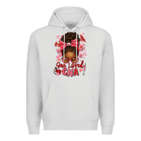 Dove Grey one loved cna afro messy bun Premium Hoodie - texasbilliewilder