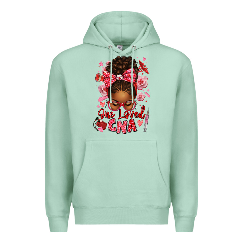 One Loved Cna Afro Messy Bun Premium Hoodie by texasbilliewilder | Teevron
