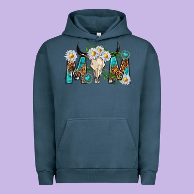 Mom With Bull Skull Urban Hoodie Designed By Texasbilliewilder