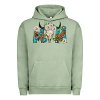 Pigment Oil Green mom with bull skull Urban Hoodie - texasbilliewilder