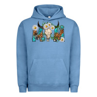 Pigment Pebble Blue mom with bull skull Urban Hoodie - texasbilliewilder