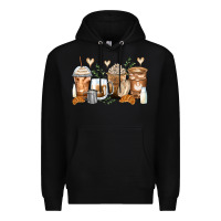 Black latte coffee cups Premium Hoodie - Zillion Design Studio