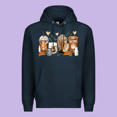 Latte Coffee Cups Premium Hoodie Designed By Zillion Design Studio