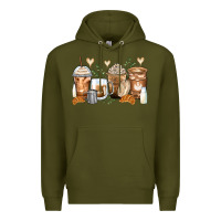 Army Green latte coffee cups Premium Hoodie - Zillion Design Studio