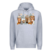Heather Grey latte coffee cups Premium Hoodie - Zillion Design Studio