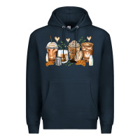 Navy latte coffee cups Premium Hoodie - Zillion Design Studio