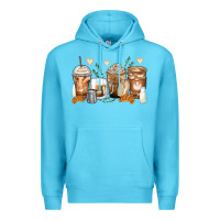 Ocean Blue latte coffee cups Premium Hoodie - Zillion Design Studio