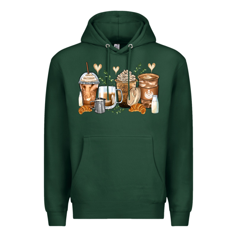 Latte Coffee Cups Premium Hoodie by Zillion Design Studio | Teevron