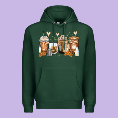 Latte Coffee Cups Premium Hoodie Designed By Zillion Design Studio
