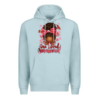Blue Mist one loved supervisor afro messy bun Premium Hoodie - texasbilliewilder