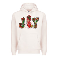 Pale Pink christmas joy with rooster Premium Hoodie - RanaPortraitStore
