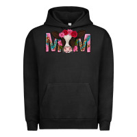 Pigment Black mom with cow mothers day Urban Hoodie - texasbilliewilder