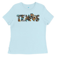 Baby Blue texas sunflower cowhide leopard texas map Ladies Tee - Artiststas