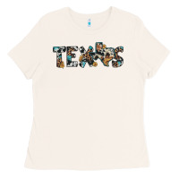 Bone texas sunflower cowhide leopard texas map Ladies Tee - Artiststas