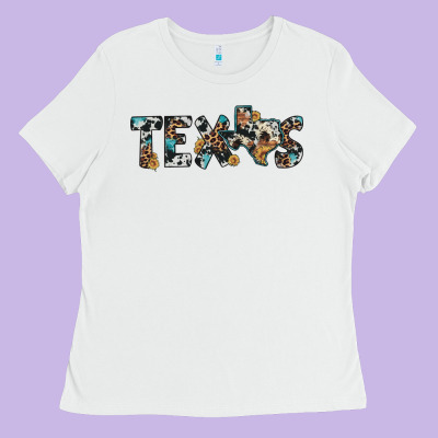 Texas Sunflower Cowhide Leopard Texas Map Ladies Tee Designed By Artiststas