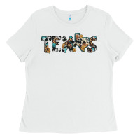 White texas sunflower cowhide leopard texas map Ladies Tee - Artiststas