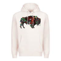 Pale Pink christmas bison Premium Hoodie - RanaPortraitStore