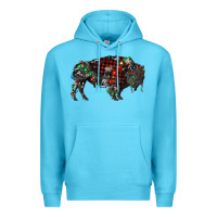 Ocean Blue christmas bison Premium Hoodie - RanaPortraitStore