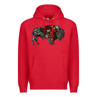 Red christmas bison Premium Hoodie - RanaPortraitStore