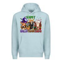 Blue Mist happy hallothanksmas with cow Premium Hoodie - texasbilliewilder