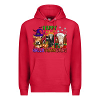Cardinal happy hallothanksmas with cow Premium Hoodie - texasbilliewilder