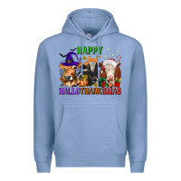 Colony Blue happy hallothanksmas with cow Premium Hoodie - texasbilliewilder