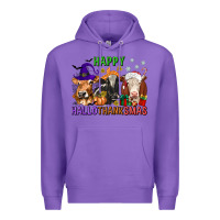Purple happy hallothanksmas with cow Premium Hoodie - texasbilliewilder