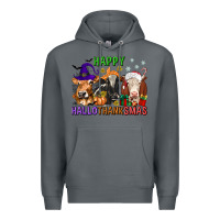 Rock happy hallothanksmas with cow Premium Hoodie - texasbilliewilder