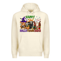 Sandshell happy hallothanksmas with cow Premium Hoodie - texasbilliewilder