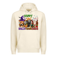 Tofu happy hallothanksmas with cow Premium Hoodie - texasbilliewilder