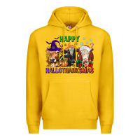 Lemon happy hallothanksmas with cow Premium Hoodie - texasbilliewilder