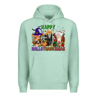 Seafoam happy hallothanksmas with cow Premium Hoodie - texasbilliewilder