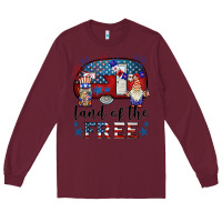 Burgundy land of the free caravan gnomies Long Sleeve Tee - BarkalooDesign