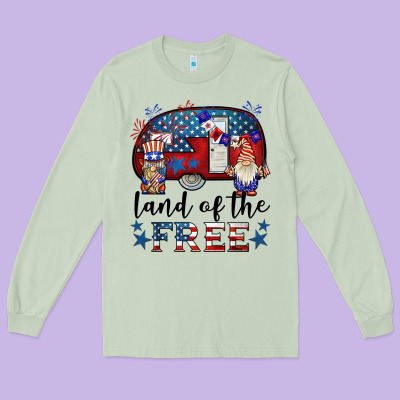 Land Of The Free Caravan Gnomies Long Sleeve Tee Designed By Barkaloodesign