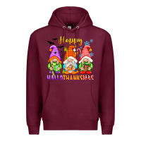 Burgundy happy hallothanksmas gnomes Premium Hoodie - texasbilliewilder
