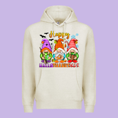 Happy Hallothanksmas Gnomes Premium Hoodie Designed By Texasbilliewilder