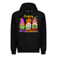 Black happy hallothanksmas gnomes Premium Hoodie - texasbilliewilder