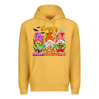Mustard happy hallothanksmas gnomes Premium Hoodie - texasbilliewilder