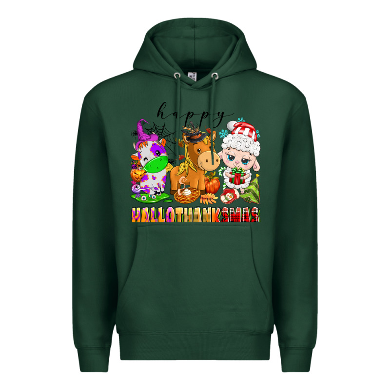 Happy Hallothanksmas Farm Animals Premium Hoodie by texasbilliewilder | Teevron