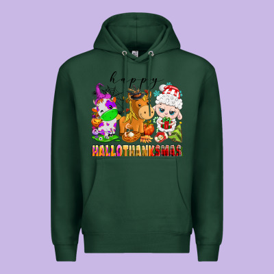 Happy Hallothanksmas Farm Animals Premium Hoodie Designed By Texasbilliewilder