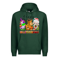 Sports Green happy hallothanksmas farm animals Premium Hoodie - texasbilliewilder
