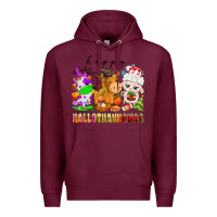 Burgundy happy hallothanksmas farm animals Premium Hoodie - texasbilliewilder