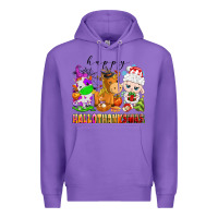 Purple happy hallothanksmas farm animals Premium Hoodie - texasbilliewilder