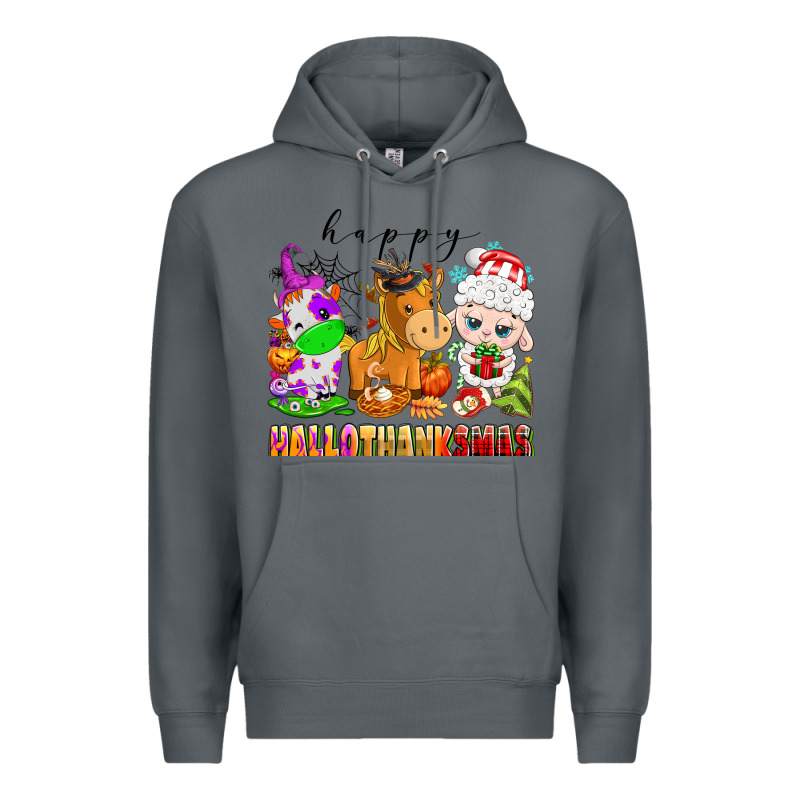 Happy Hallothanksmas Farm Animals Premium Hoodie by texasbilliewilder | Teevron