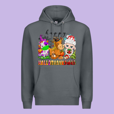 Happy Hallothanksmas Farm Animals Premium Hoodie Designed By Texasbilliewilder