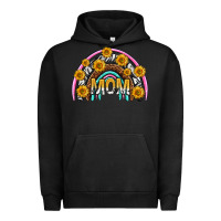 Pigment Black mom with sunflower rainbow mothers day Urban Hoodie - texasbilliewilder