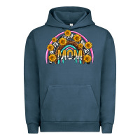 Pigment Midnight Navy mom with sunflower rainbow mothers day Urban Hoodie - texasbilliewilder